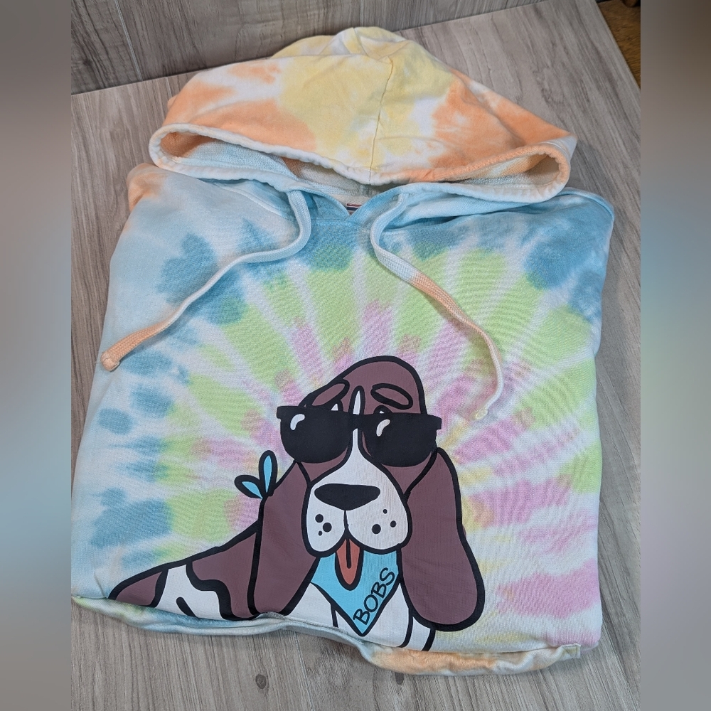 Skechers "BOBS" Sweatshirt Women's Large TIE DYE Short Sleeve Hound Dog